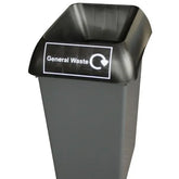 50L Recycling Bin with Black Lid & General Waste Logo - Honesty Sales